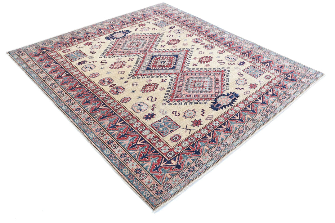 Afghan Royal Kazak Rug 6'2" x 6'8" Hand-Knotted | No. AT53348