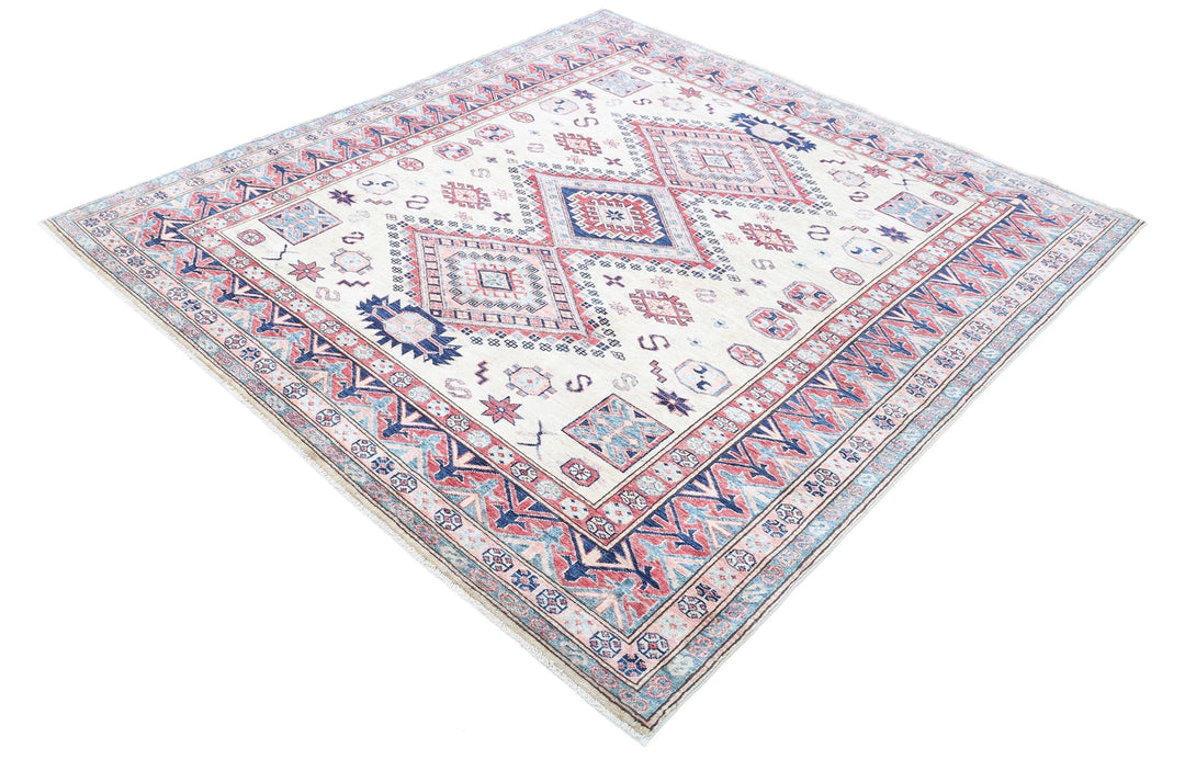Afghan Royal Kazak Rug 6'2" x 6'8" Hand-Knotted | No. AT53348