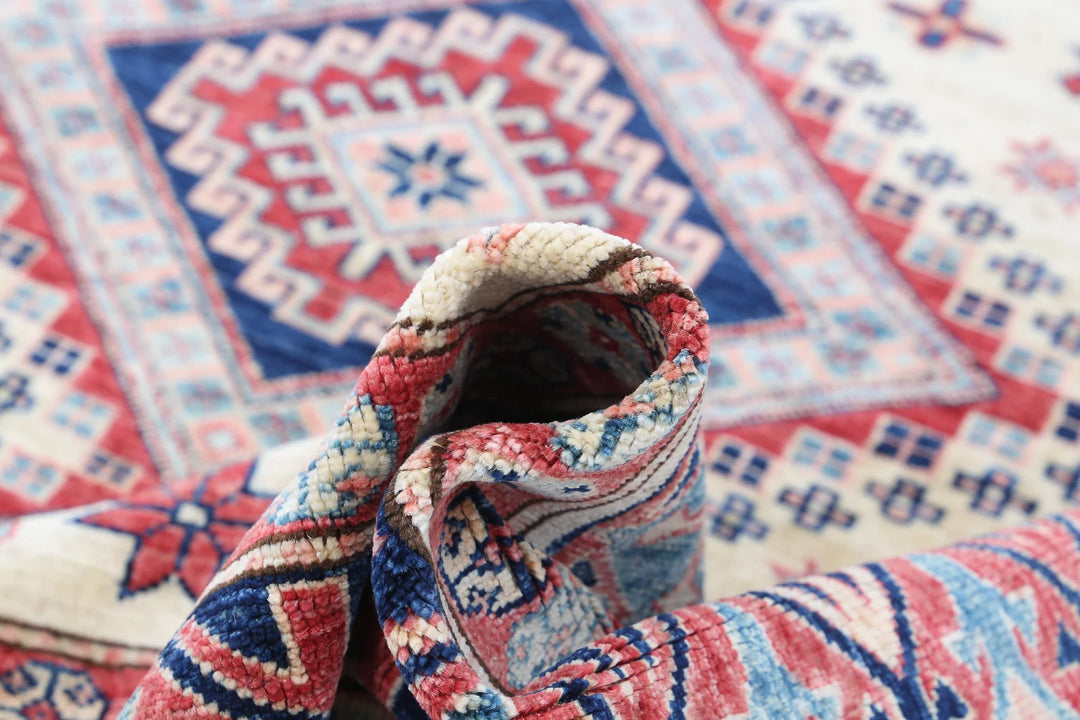 Afghan Royal Kazak Rug 6'2" x 6'8" Hand-Knotted | No. AT53348
