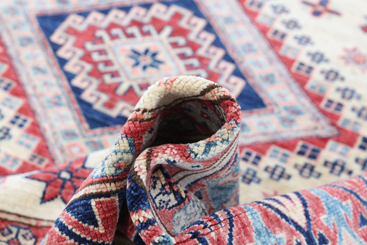 Afghan Royal Kazak Rug 6'2" x 6'8" Hand-Knotted | No. AT53348