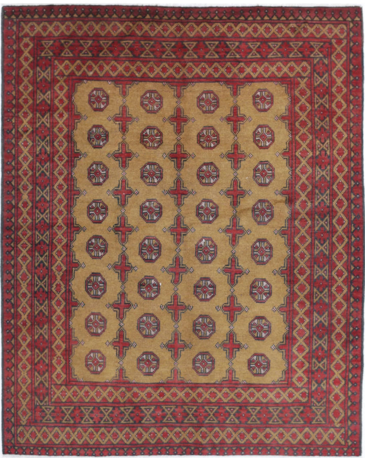 Afghan Akcha Revival Rug 5' 0" x 6' 3" Hand-Knotted | No. AT53450