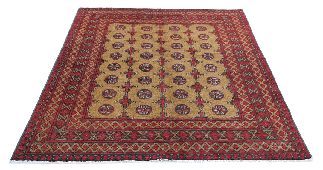 Afghan Akcha Revival Rug 5' 0" x 6' 3" Hand-Knotted | No. AT53450