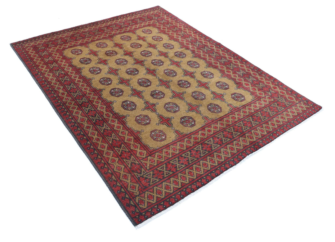 Afghan Akcha Revival Rug 5' 0" x 6' 3" Hand-Knotted | No. AT53450