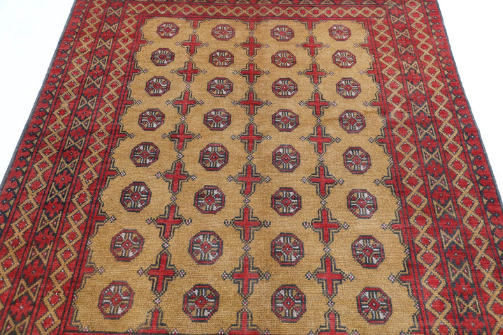 Afghan Akcha Revival Rug 5' 0" x 6' 3" Hand-Knotted | No. AT53450
