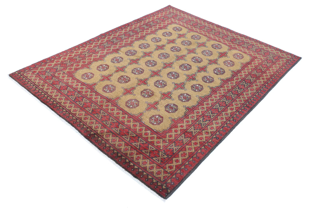 Afghan Akcha Revival Rug 5' 0" x 6' 3" Hand-Knotted | No. AT53450