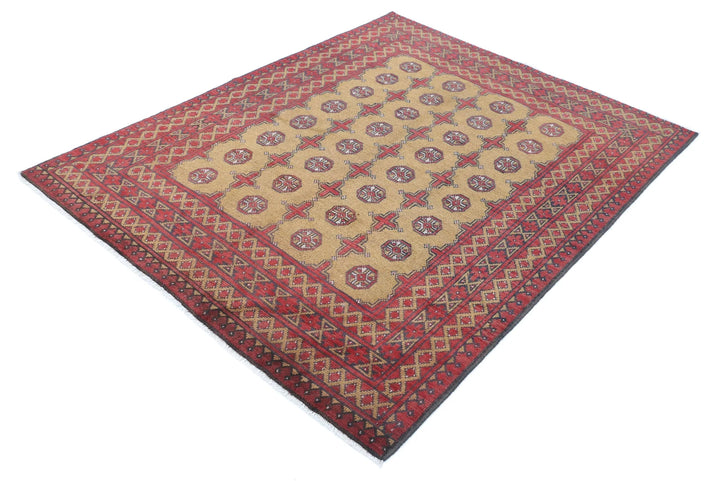 Afghan Akcha Revival Rug 5' 0" x 6' 3" Hand-Knotted | No. AT53450