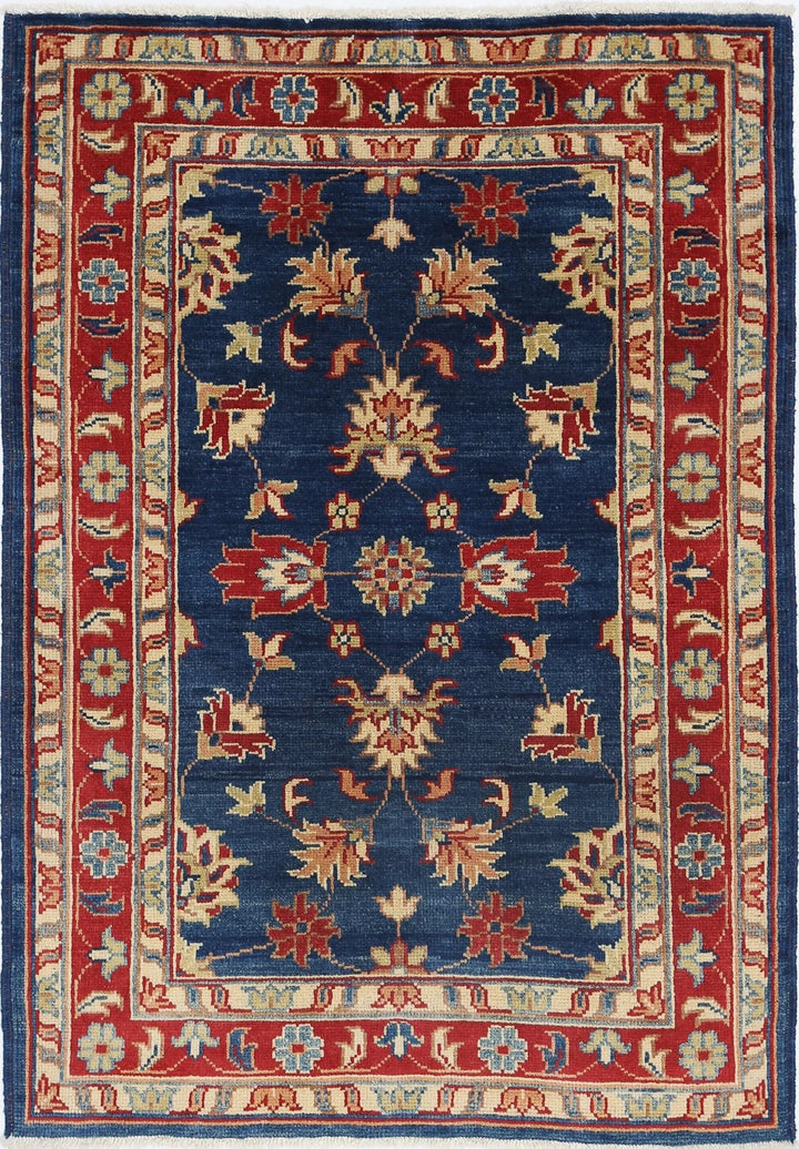 Blue Afghan Ziegler Rug 3' 2" x 4' 7" Hand-Knotted | No. AT53538