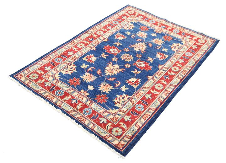 Blue Afghan Ziegler Rug 3' 2" x 4' 7" Hand-Knotted | No. AT53538