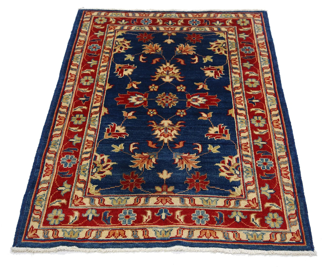 Blue Afghan Ziegler Rug 3' 2" x 4' 7" Hand-Knotted | No. AT53538