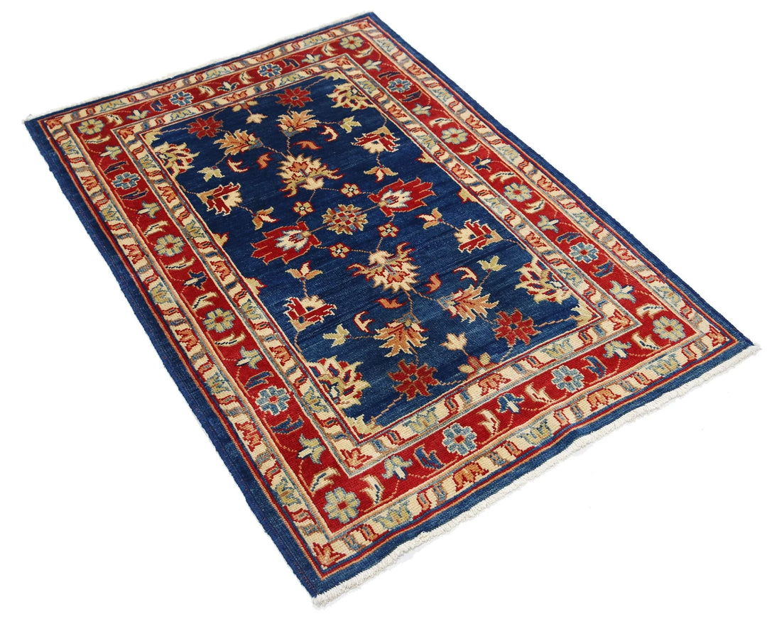 Blue Afghan Ziegler Rug 3' 2" x 4' 7" Hand-Knotted | No. AT53538