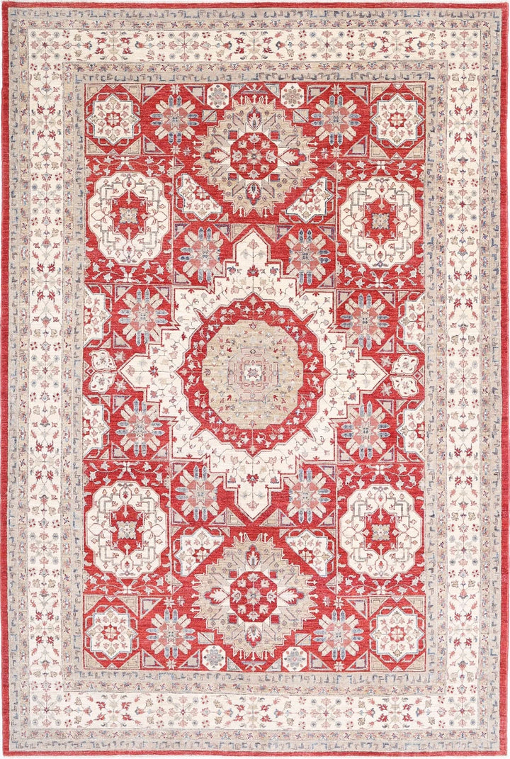 Red Afghan Ziegler Rug 8' 3" x 12' 4" Hand-Knotted | No. AT53574