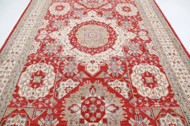 Red Afghan Ziegler Rug 8' 3" x 12' 4" Hand-Knotted | No. AT53574
