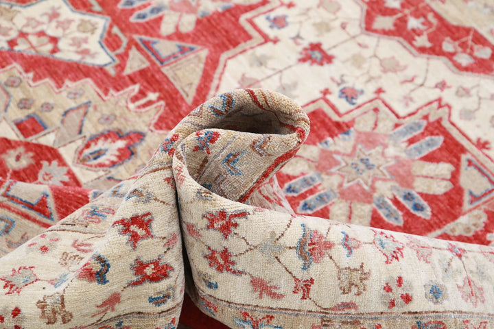 Red Afghan Ziegler Rug 8' 3" x 12' 4" Hand-Knotted | No. AT53574