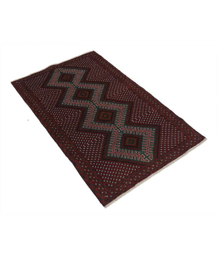 Red Afghan Tribal Rug 2' 10" x 4' 6" Hand-Knotted | No. AT53580