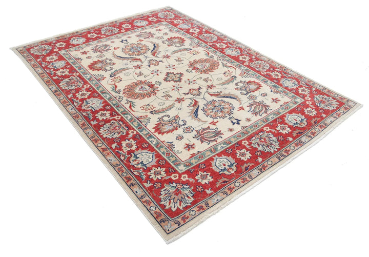 Afghan Ziegler Rug 5' 6" x 7' 3" Hand-Knotted | No. AT53748