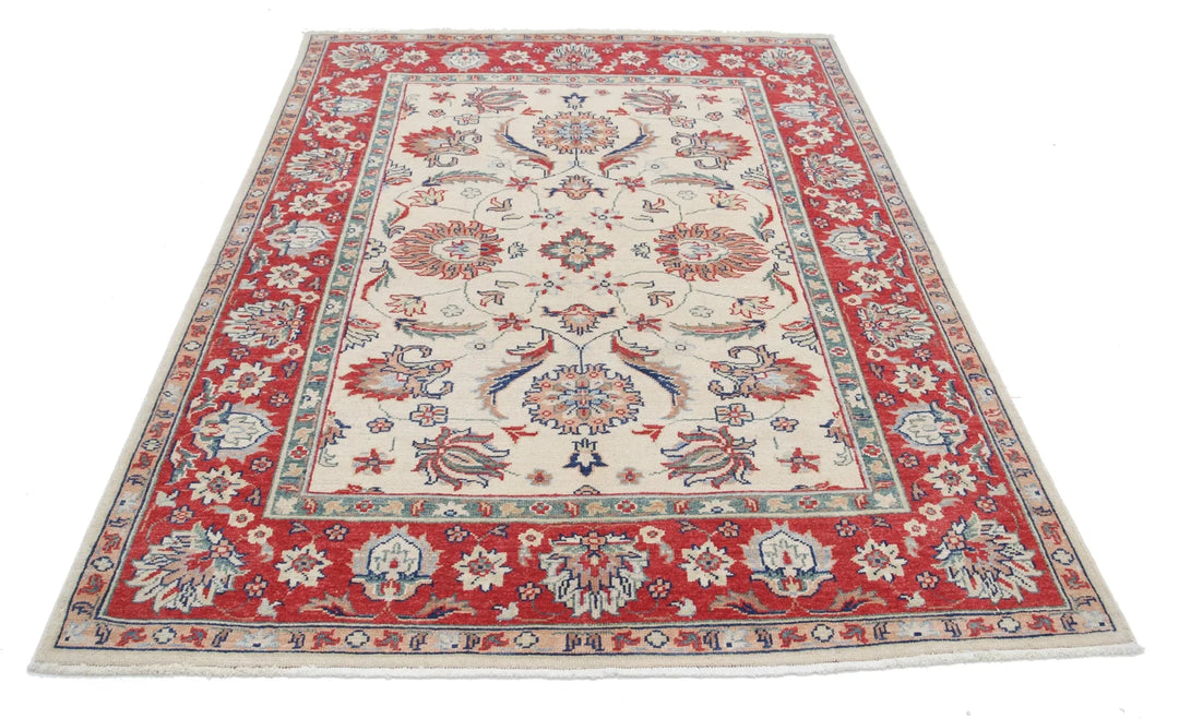 Afghan Ziegler Rug 5' 6" x 7' 3" Hand-Knotted | No. AT53748