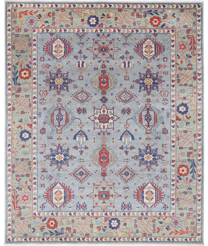 Blue Pakistani Kazak Rug 8' 0" x 9' 11" Hand-Knotted | No. AT53766