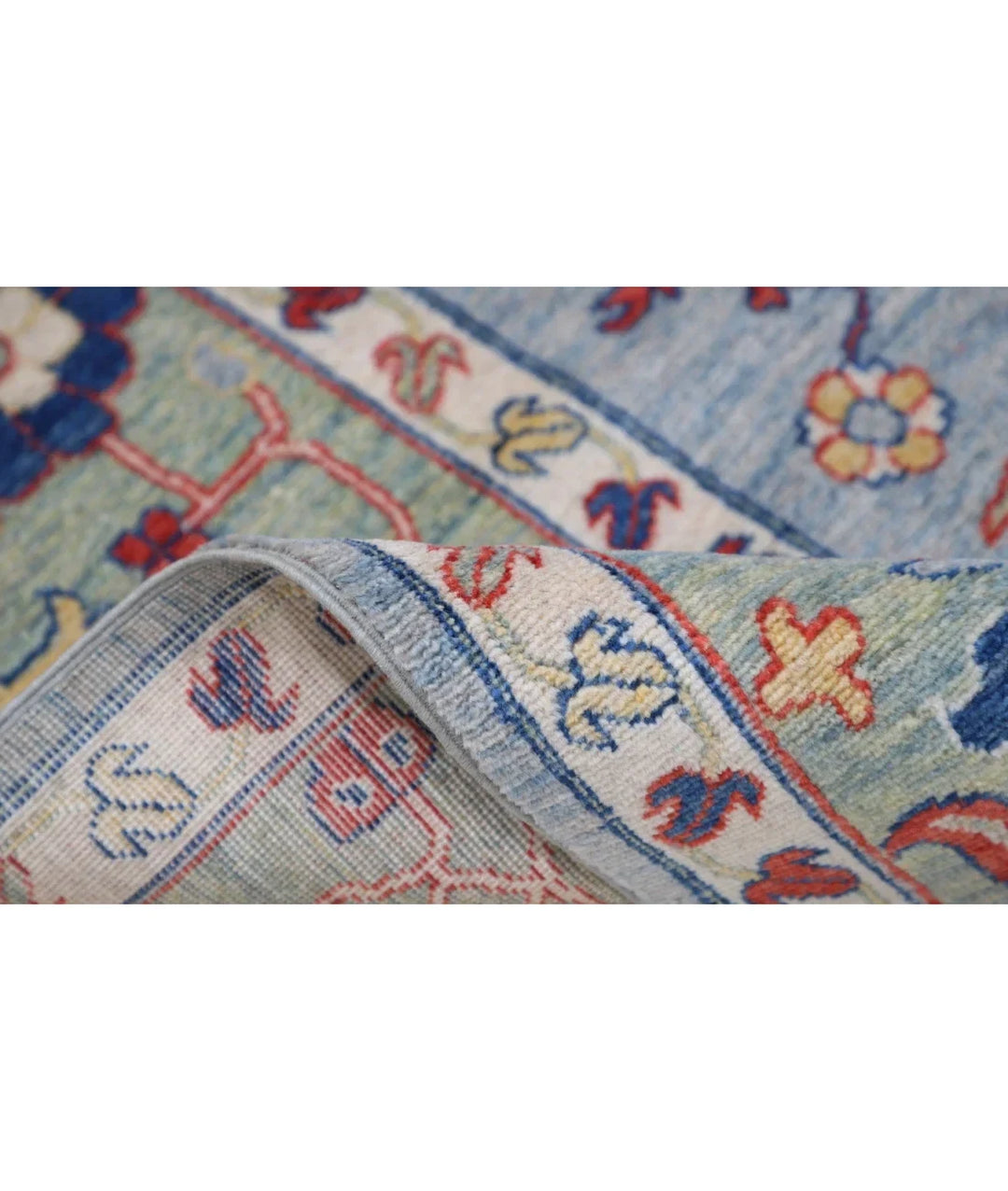 Blue Pakistani Kazak Rug 8' 0" x 9' 11" Hand-Knotted | No. AT53766