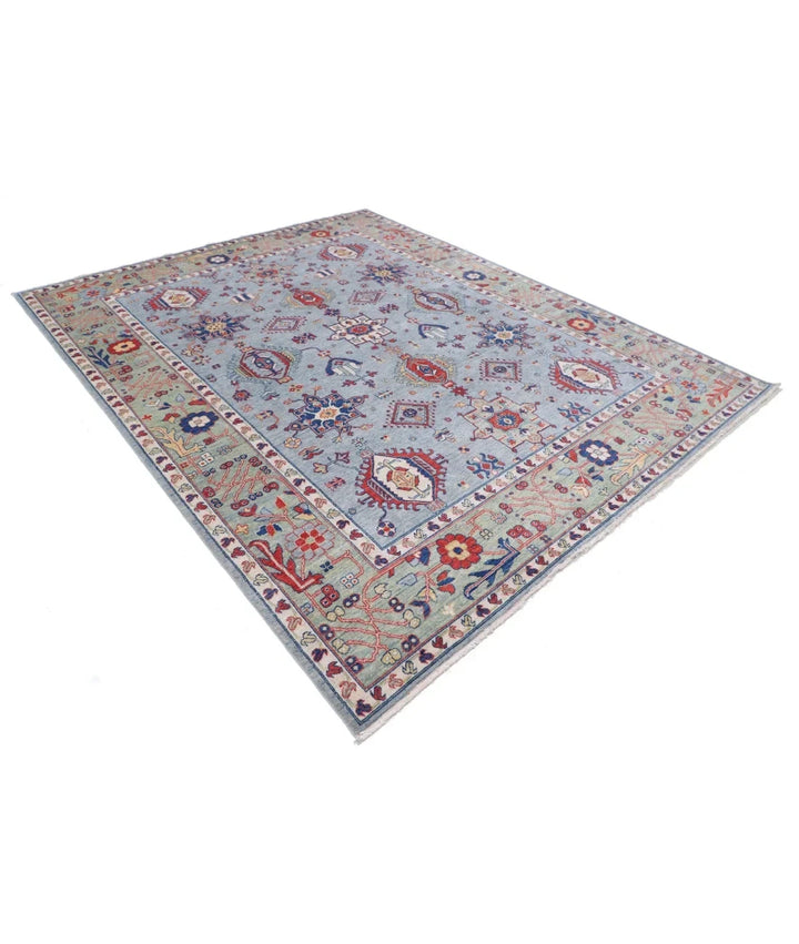 Blue Pakistani Kazak Rug 8' 0" x 9' 11" Hand-Knotted | No. AT53766