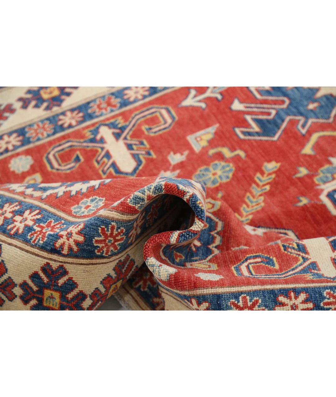 Afghan Kazak Rug 5' 6" x 8' 10" Hand-Knotted | No. AT53864