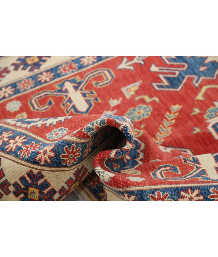 Afghan Kazak Rug 5' 6" x 8' 10" Hand-Knotted | No. AT53864