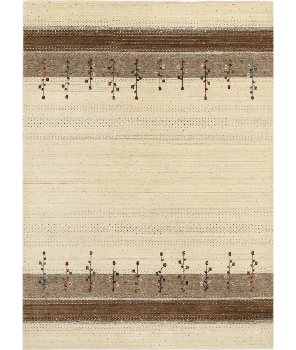 Ivory Indian Lori Rug 5' 3" x 7' 4" Hand-Knotted | No. AT53915