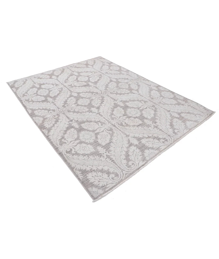 Brown Afghan Tabriz Rug 6' 2" x 8' 1" Hand-Knotted | No. AT53951
