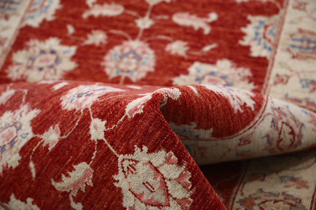 Ivory Afghan Ziegler Rug 2' 7" x 6' 2" Hand-Knotted | No. AT54139