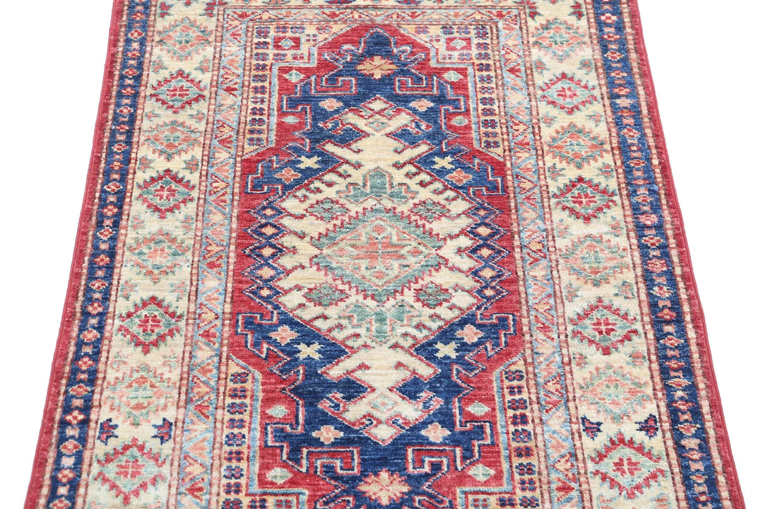 Afghan Royal Kazak Rug 2' 8" x 4' 0" Hand-Knotted | No. AT54157