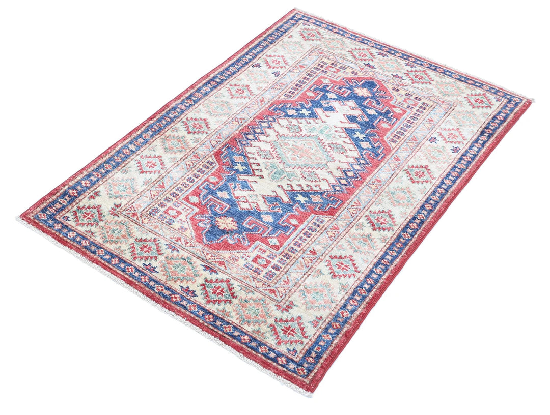Afghan Royal Kazak Rug 2' 8" x 4' 0" Hand-Knotted | No. AT54157