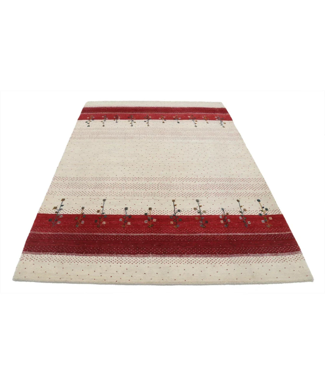 Ivory Indian Lori Rug 5' 4" x 7' 8" Hand-Knotted | No. AT541813