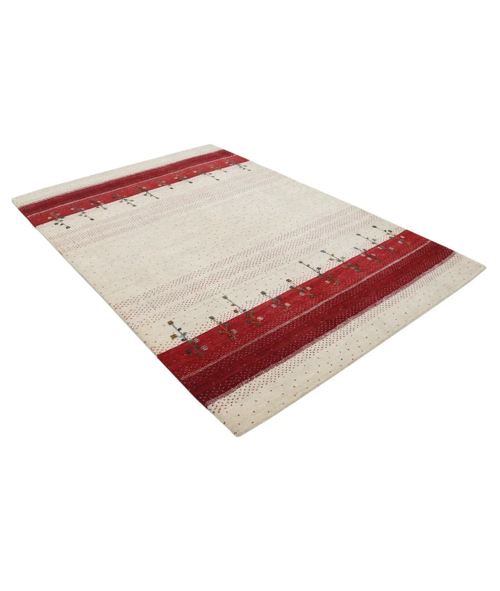 Ivory Indian Lori Rug 5' 4" x 7' 8" Hand-Knotted | No. AT541813