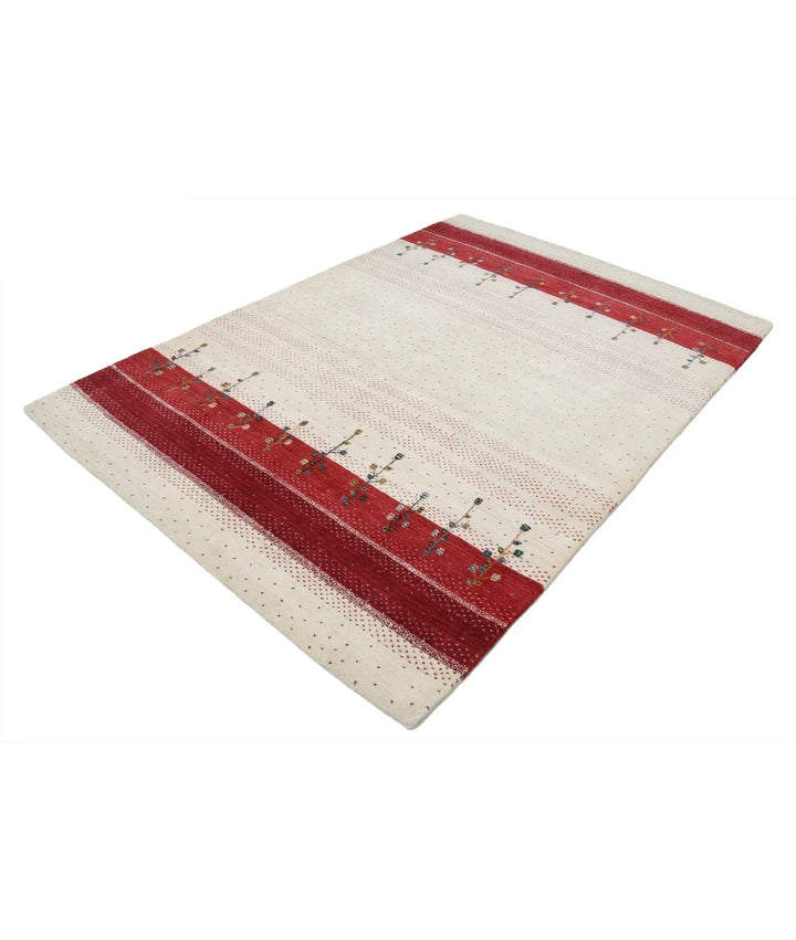 Ivory Indian Lori Rug 5' 4" x 7' 8" Hand-Knotted | No. AT541813