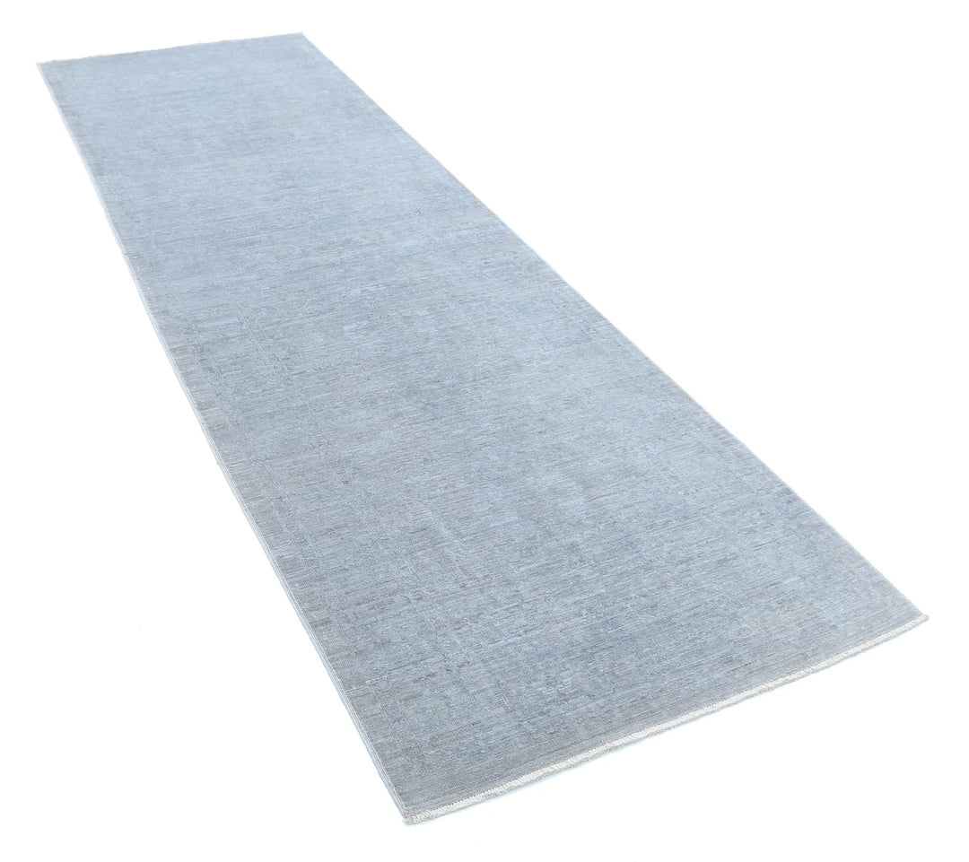 Grey Afghan Overdye Rug 3' 2" x 9' 11" Hand-Knotted | No. AT54286
