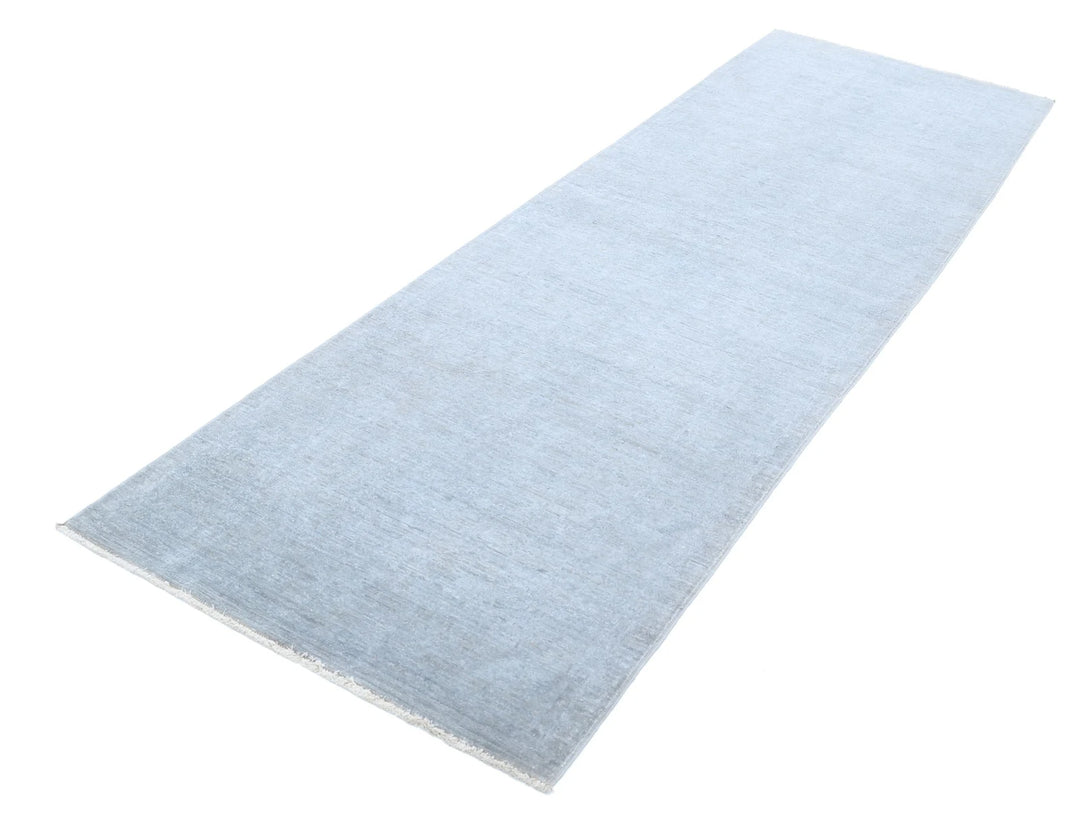 Grey Afghan Overdye Rug 3' 2" x 9' 11" Hand-Knotted | No. AT54286