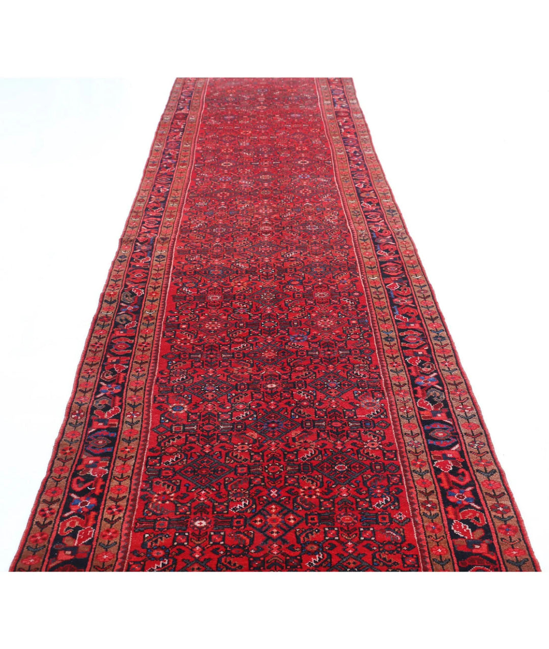 Persian Hamadan Runner Rug 3' 10" x 17' 0" Hand-Knotted | No. AT54326