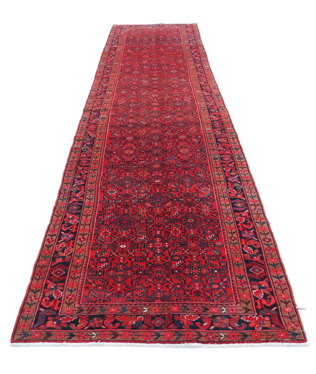 Persian Hamadan Runner Rug 3' 10" x 17' 0" Hand-Knotted | No. AT54326