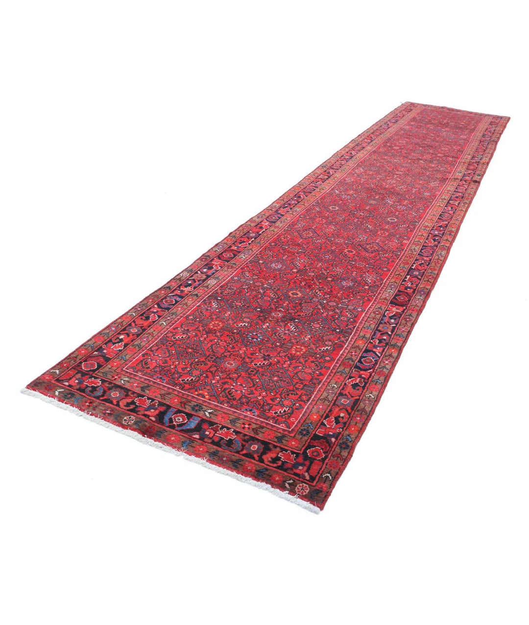 Persian Hamadan Runner Rug 3' 10" x 17' 0" Hand-Knotted | No. AT54326