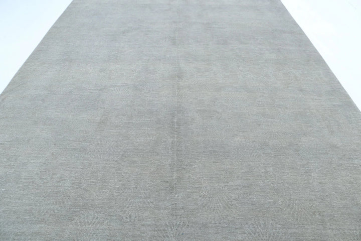 Grey Afghan Overdye Rug 9' 2" x 12' 3" Hand-Knotted | No. AT54479