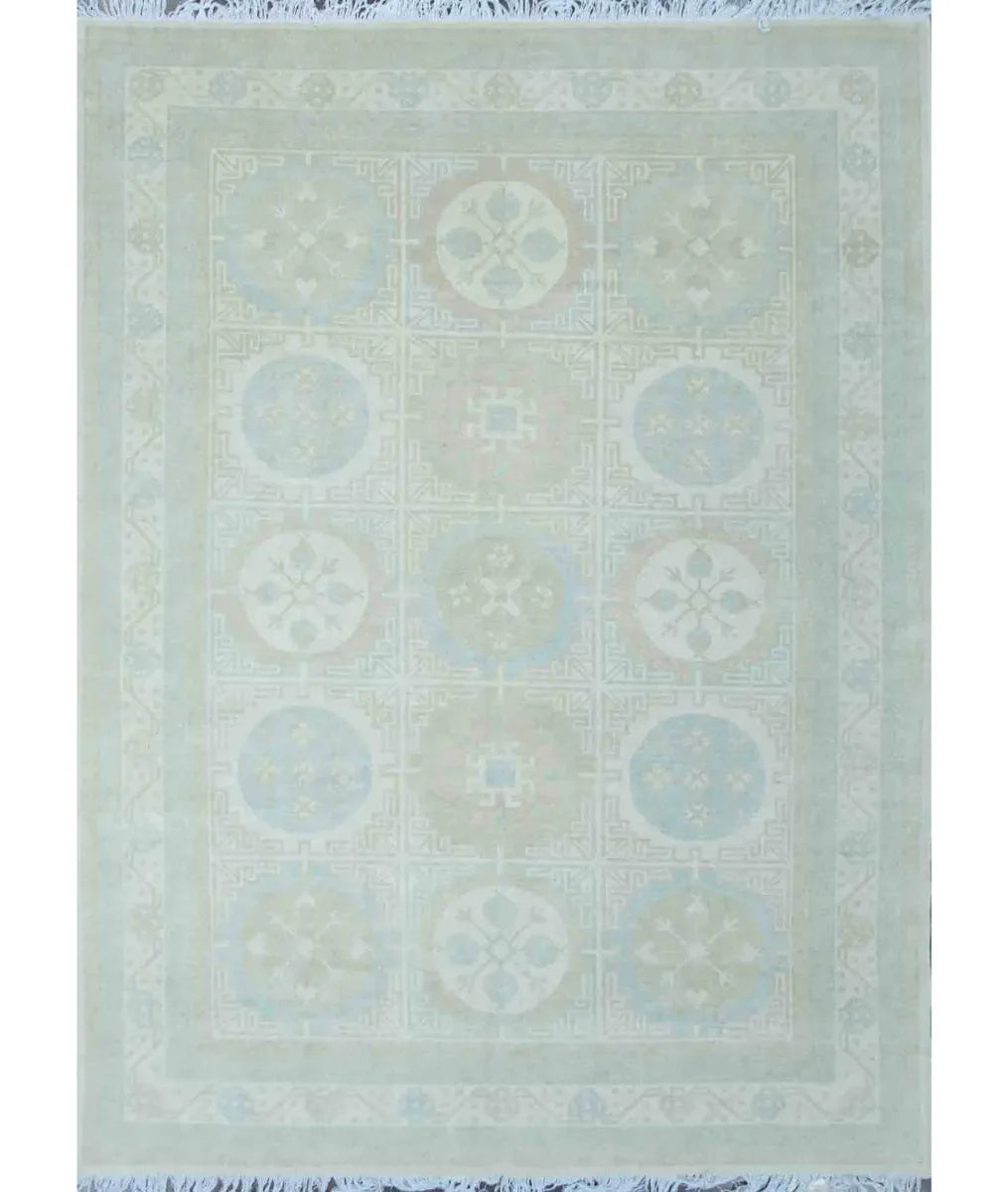 Ivory Afghan Khotan Rug 8' 6" x 11' 7" Hand-Knotted | No. AT54581