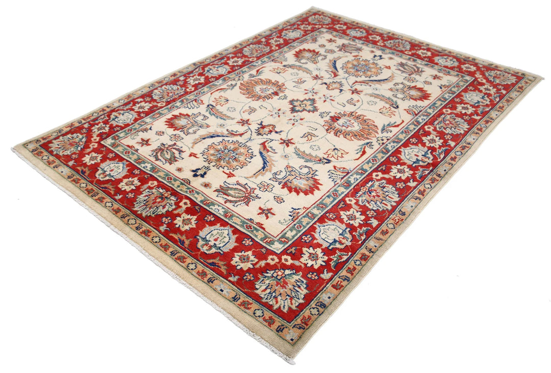 Ivory Afghan Oriental Rug 5' 7" x 7' 11" Hand-Knotted view