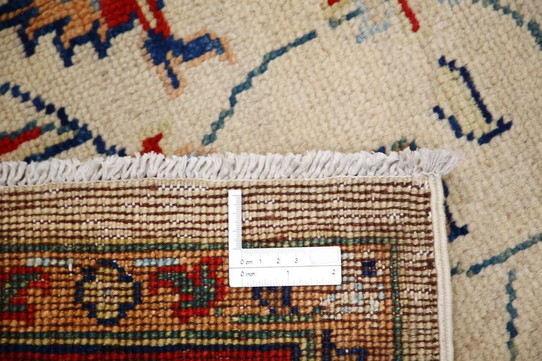 Ivory Afghan Oriental Rug 5' 7" x 7' 11" Hand-Knotted | No. AT54623