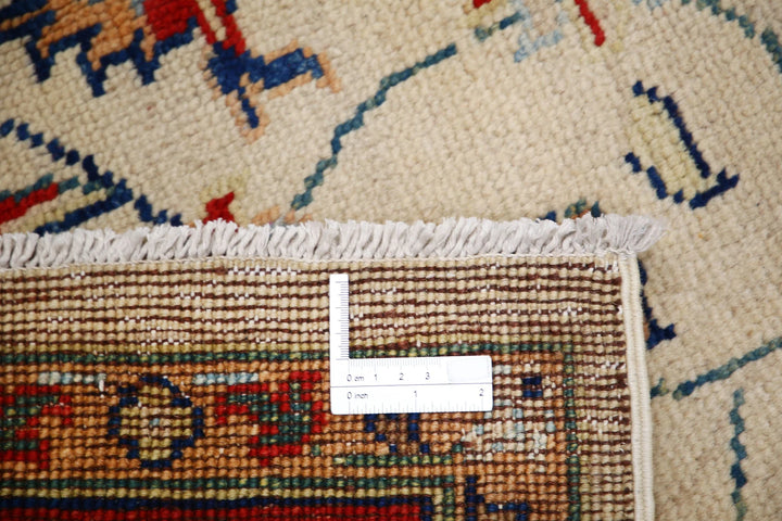 Ivory Afghan Oriental Rug 5' 7" x 7' 11" Hand-Knotted pattern