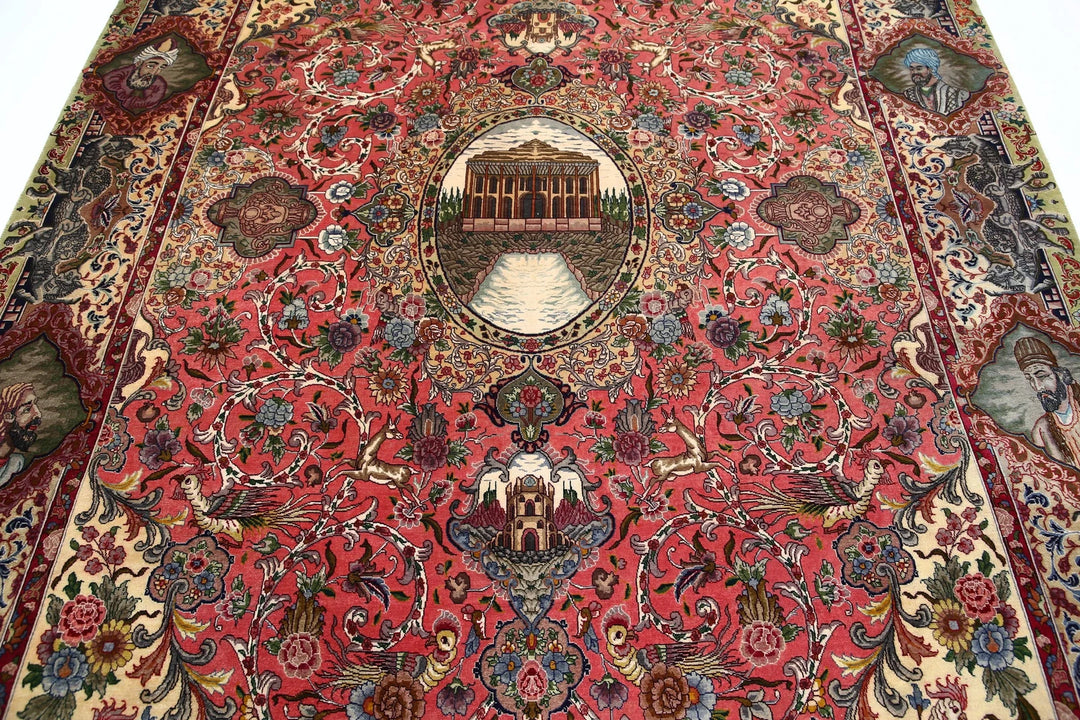 Persian Tabriz Pictorial Rug 6' 8" x 10' 10" Hand-Knotted | No. AT54664
