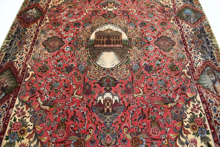 Persian Tabriz Pictorial Rug 6' 8" x 10' 10" Hand-Knotted | No. AT54664