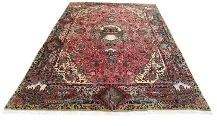 Persian Tabriz Pictorial Rug 6' 8" x 10' 10" Hand-Knotted | No. AT54664