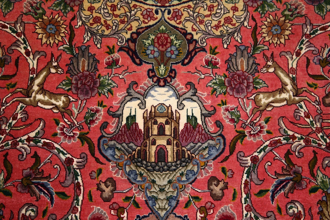 Persian Tabriz Pictorial Rug 6' 8" x 10' 10" Hand-Knotted | No. AT54664