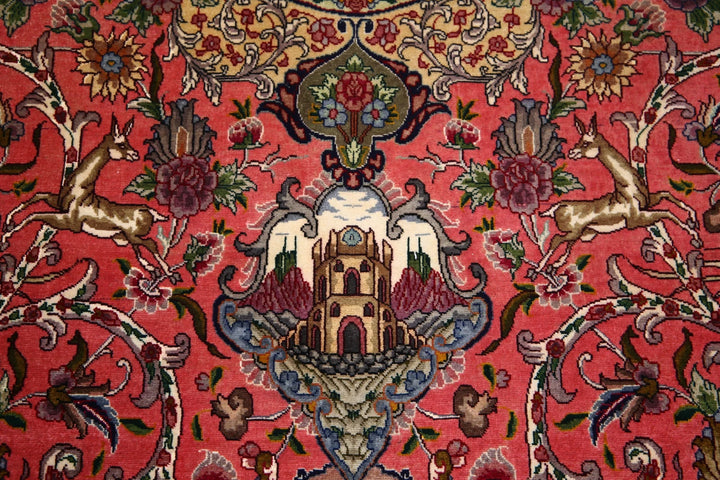 Persian Tabriz Pictorial Rug 6' 8" x 10' 10" Hand-Knotted | No. AT54664