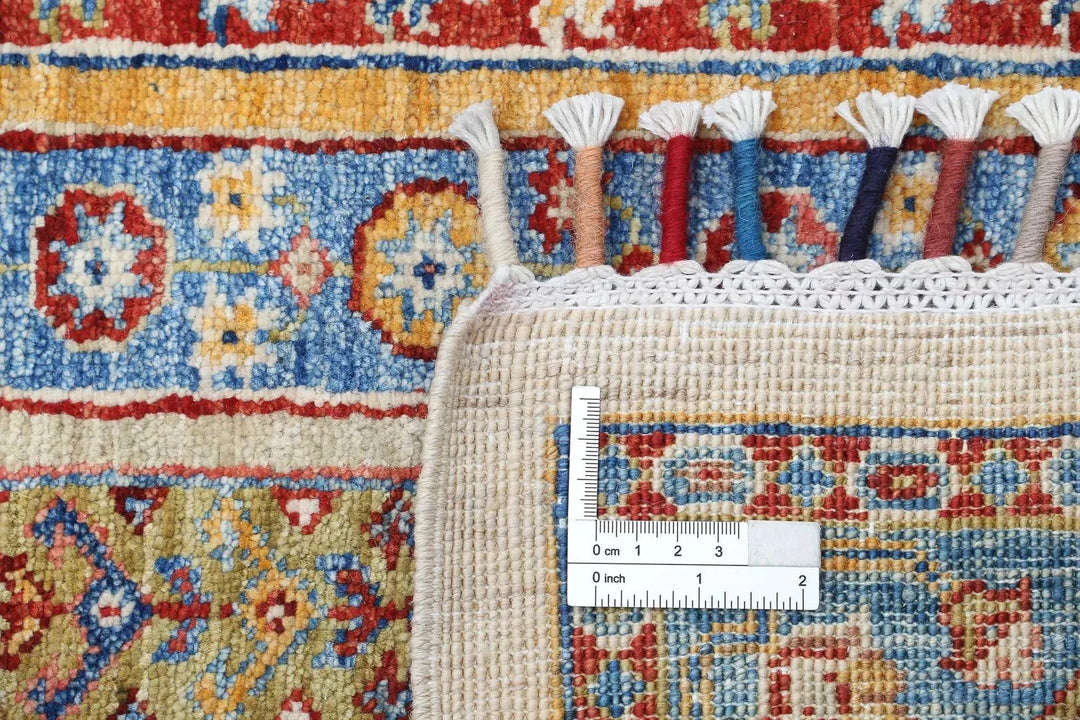 Ivory Afghan Oriental Rug 5' 8" x 7' 6" Hand-Knotted | No. AT54678
