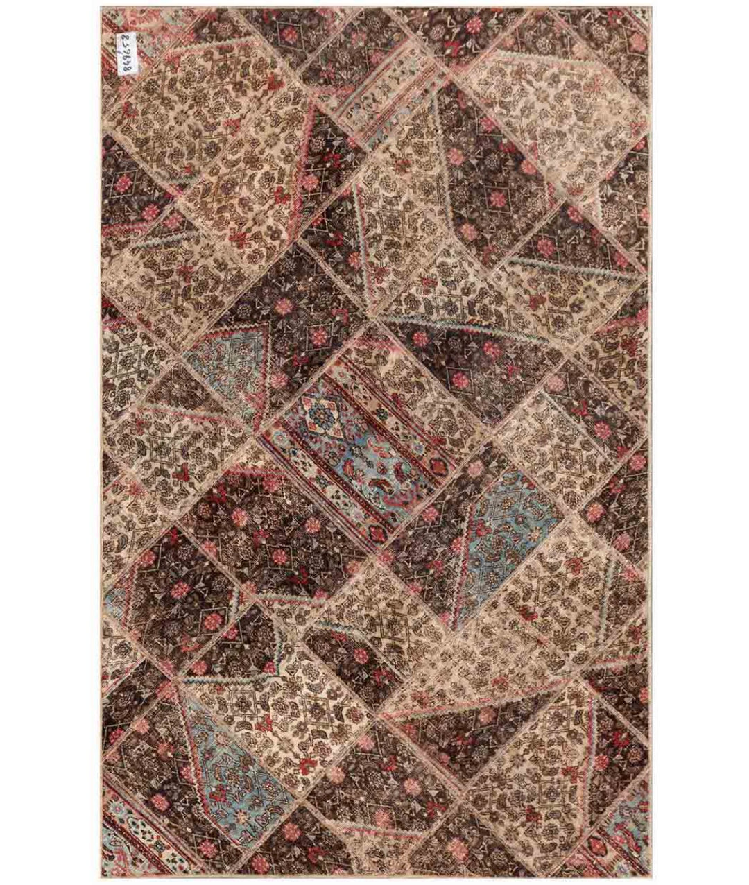 Pakistani Patchwork Rug 4' 9" x 7' 9" Hand-Knotted | No. AT54684